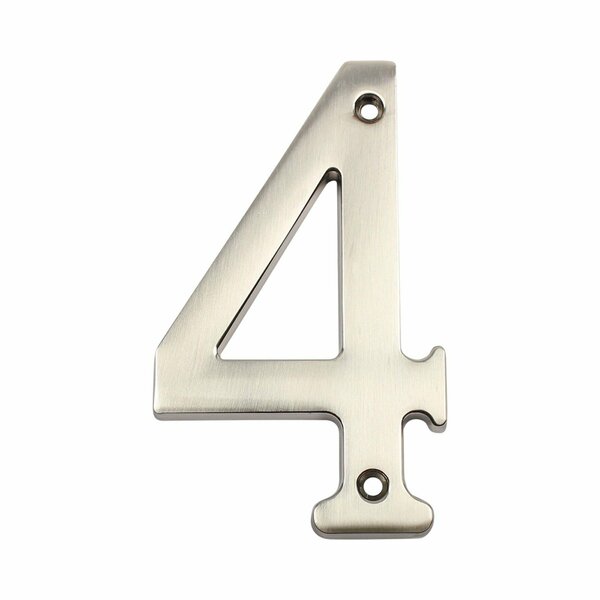 Pamex 4in Heavy Duty House Number # 4 Satin Nickel Finish DD074S4SN